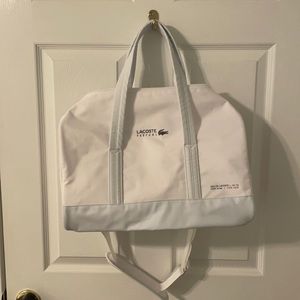 Lacoste sporty duffel white fabric duffle bag
